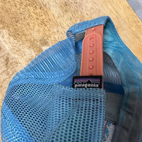 Vintage Patagonia Trucker Hat Snapback Tie Dye Blue Green Distressed Upcycled - Picture 4 of 4